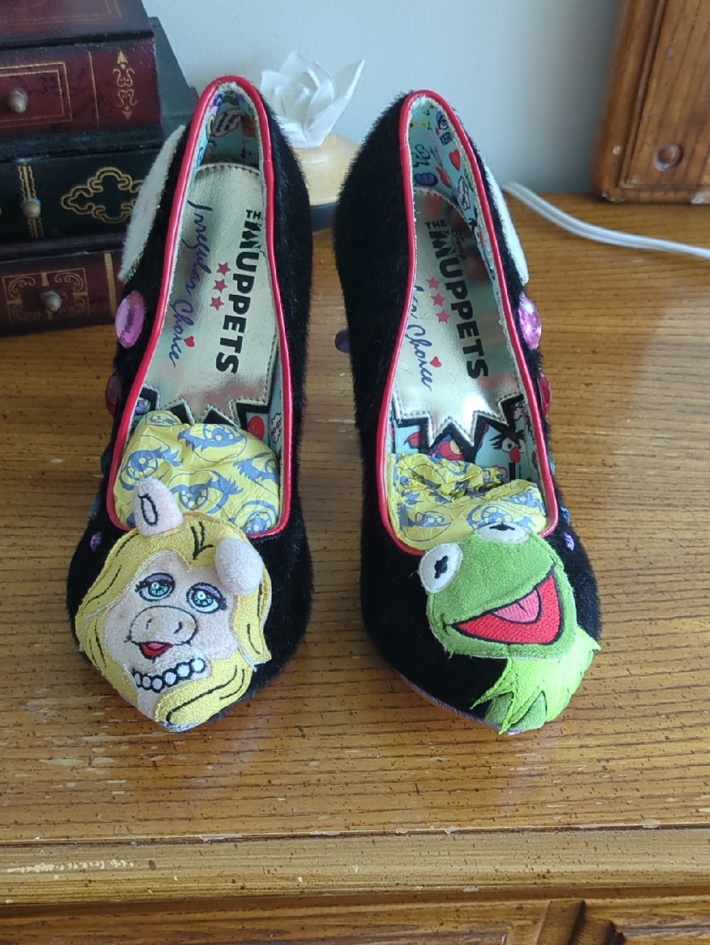 Irregular Choice Black Kermit & Miss Piggy Muppet Character Heels